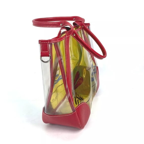 PRADA Vinyl Bags logo Tote Bag Shoulder Bag Vinyl / Leather Red/yellow - Picture 10 of 12